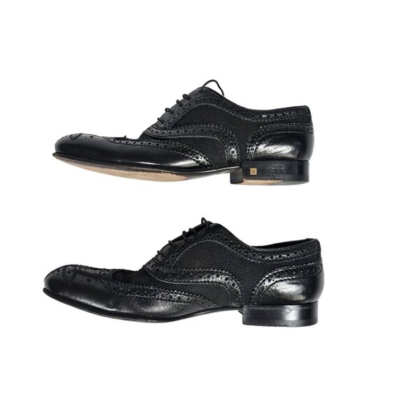 Louis Vuitton Black Brogue Leather Lace Up Oxfords Size 8